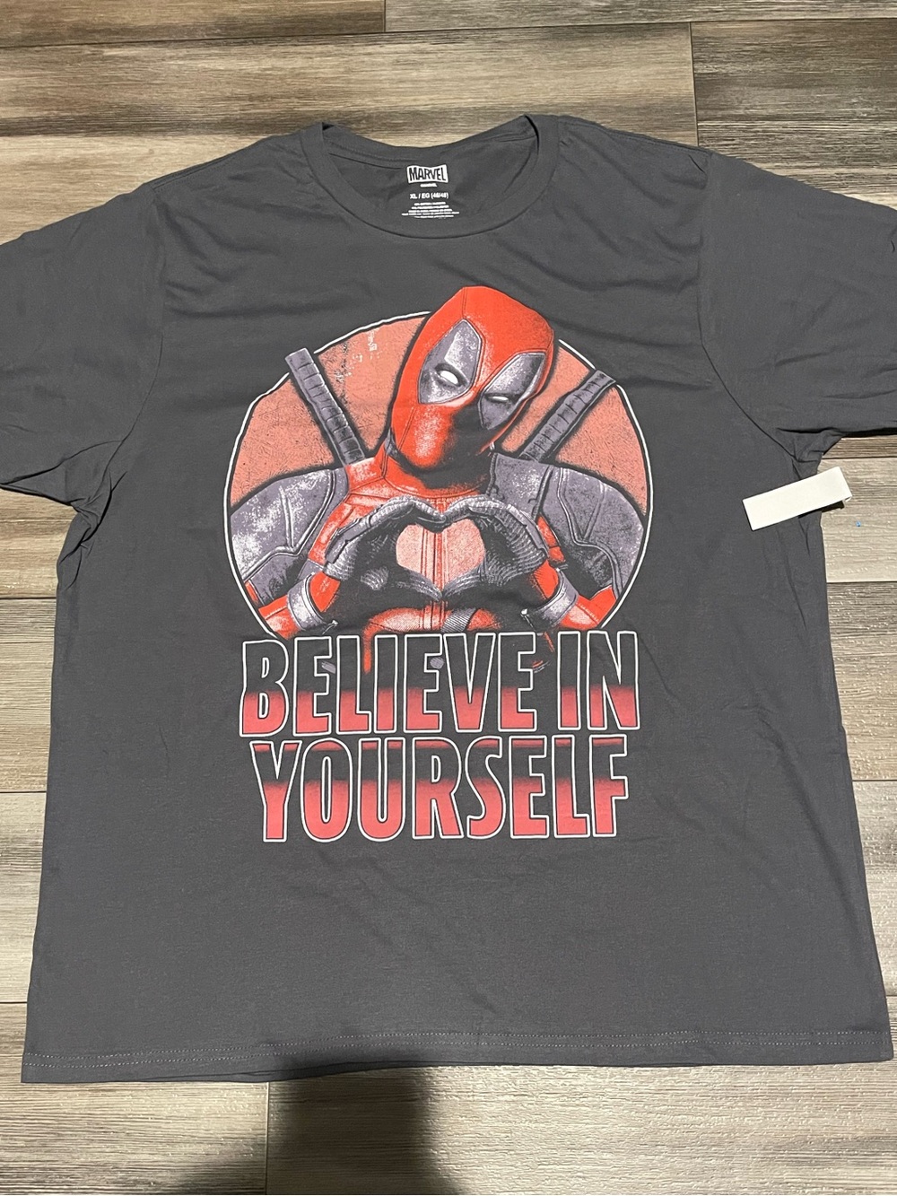 Marvel Deadpool Graphic Tee - Charcoal Gray & Red